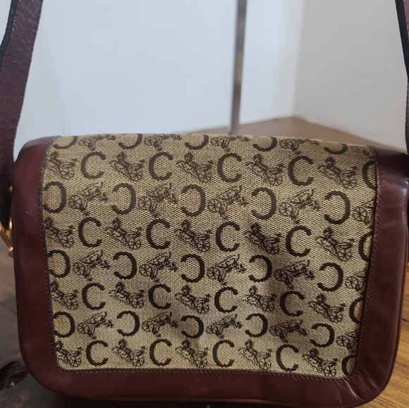💥SALE Celine Macadam Carriage Rare has COA vintage leather canvas shoulder bag - Picture 13 of 16